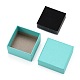 厚紙のギフトボックスジュエリーセットボックス  リングのために  ピアス  中に黒いスポンジを入れて  正方形  ミディアムターコイズ  5x5x3.2cm CBOX-F004-05A-4