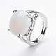 調節可能なオパライトフィンガー指輪  真鍮パーツ  usサイズ7 1/4(17.5mm)  宝石：16mm X-RJEW-F075-01P-4