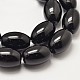 Dyed Natural Black Onyx Oval Beads Strands G-P091-21-1