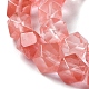 Brins de perles rondes coupées en verre de quartz cerise G-M418-C11-01-4