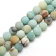 Frosted Natural Flower Amazonite Round Bead Strands G-M064-12mm-07-1