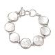 Bracelets en chaîne à maillons en coquillage blanc naturel BJEW-E077-02P-03-1