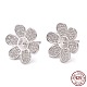 Rhodium Plated 925 Sterling Silver Stud Earring Findings STER-L055-017P-1