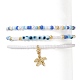 Set di 3 pz 3 semi di vetro in stile e plastica abs perla e braccialetti elasticizzati con perline malocchio BJEW-JB09358-6