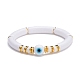 Evil Eye Lampwork Beads Stretch Bracelet BJEW-JB07222-02-1
