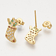 Ciondoli in ottone con zirconi cubici e orecchini a bottone e anelli regolabili set di gioielli SJEW-S043-12-5