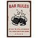 CREATCABIN Bar Rules Sign Vintage Tin Signs Funny Metal Tin Sign Wall Art Garden House Plaque for Home Garden Kitchen Bar Pub Living Room Office Garage Poster Plaque 8 x 12inch AJEW-WH0157-296-1