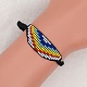 Large bande de graine de verre avec motif arc-en-ciel bracelet de lien d'amitié pour les femmes BJEW-P269-15-1