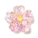 クリア樹脂カボション  スパンコールの花  ピンク  18.5x19.5x5mm RESI-C034-02-2