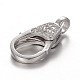 Platinum Plated Sterling Silver Rhinestone Lobster Claw Clasps STER-N014-11-1
