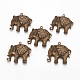 Supports éléphant pendentif en strass alliage de style tibétain X-TIBEP-Q052-14AB-FF-1