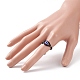 ランプワーク ナザールボンジュウ 編組ビーズ 指輪  女性のための調節可能なリング  ブラック  usサイズ[12]（8mm）〜usサイズ1/2 18.5（14mm） RJEW-TA00045-3
