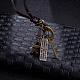 Adjustable Retro Zinc Alloy Pendant and Leather Cord Choker Lariat Necklaces NJEW-BB16014-A-2