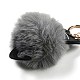 Cute Cat PU Leather & Imitate Rex Rabbit Fur Ball Keychain KEYC-C005-01D-3