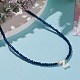 (vente de bijoux fêtes d'usine) colliers pendentif lettre coquille naturelle NJEW-JN03304-05-3