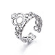 304 Stainless Steel Heart Crown Open Cuff Ring for Women RJEW-S405-259P-4