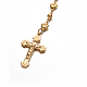 Croix crucifix avec ovale collier de perles rosaire NJEW-E070-33G-3