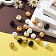 160 Pcs 4 Colors Bee Honey Color Painted Natural Wood Round Beads WOOD-LS0001-01O-4
