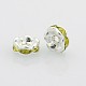 Silver Color Plated Flat Round Brass Acrylic Rhinestone Spacer Beads RB-J466-09S-1