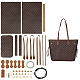 Diy の模造革の縫い付け女性のトートバッグ作成キット  生地を含む  コー​​ド  針  ねじ回し  スレッド  ジッパー  ココナッツブラウン DIY-WH0399-47A-1