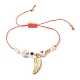 Heart and Evil Eye Acrylic Braided Bead Bracelet for Teen Girl Women BJEW-JB06997-05-1