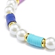 Polymer Clay Heishi & Glass Pearl & Brass Beaded Stretch Bracelet for Women BJEW-JB08754-3