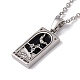 Brass Knight of Cups Tarot Pendant Necklace with Clear Cubic Zirconia NJEW-G095-02P-1