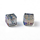 Faceted Cube Electorplated Glass Beads X-EGLA-E006-1J-3