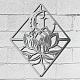 ひし形の鉄の壁の看板  金属芸術の壁の装飾  居間用  家  オフィス  庭園  キッチン  ホテル  バルコニー  蓮の模様  240x290x1mm AJEW-WH0286-040-7