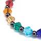 4 Uds. Juego de pulseras elásticas con cuentas redondas de latón y bicono de vidrio de 4 colores para mujer BJEW-JB08712-5