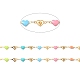 Ion Plating(IP) Stainless Steel Heart Link Chains with Colorful Enamel CHS-C005-01G-2
