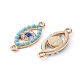 Alloy Connector Charms with Capri Blue Rhinestone and Synthetic Turquoise FIND-YW0003-50-2