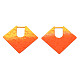 スプレープリントアイアン製ペンダント  ダイヤモンド形状  ダークオレンジ  40x46.5x2mm  穴：10.5x14.5mm IFIN-N008-032C-2