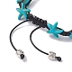 Synthetic Turquoise Starfish & Turtle Braided Bead Bracelet BJEW-TA00388-01-4