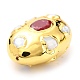 天然のクォーツビーズ  金色の真鍮のパーツと真珠  オーバル  27~27.5x17.5~18x12mm  穴：0.8mm G-B011-01G-3