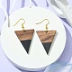 Boucles d'oreilles pendantes triangle en résine et bois de noyer EJEW-JE05505-05-2