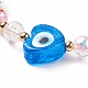 Coeur avec mauvais oeil bracelet extensible au chalumeau avec perles de verre pour femme BJEW-JB08103-5