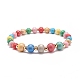 2Pcs 2 Size Natural Wood Round Beaded Stretch Bracelets Set for Kid and Parent BJEW-JB08569-6
