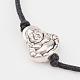 Adjustable Tibetan Style Zinc Alloy Beads and Waxed Cotton Cord Bracelets BJEW-JB02334-2