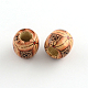Barrel Printed Natural Wood Large Hole Beads WOOD-R243-16mm-A12-1