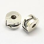 Alloy European Style Clasps, Column with Dolphin, Antique Silver, 10x6mm, Hole: 3mm