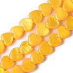 Fili di perle d'acqua dolce naturali verniciate a spruzzo, cuore, oro, 5x6x3mm, Foro: 0.5 mm, circa 72~74pcs/filo, 14.84 pollice ~ 15.27 pollici (37.7~38.8 cm)