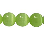 Perles d'oeil de chat, ronde, vert clair, 6mm, Trou: 1mm
