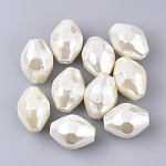 ABS Plastic Imitation Pearl Beads, Faceted, Bicone, Floral White, 30.5x22mm, Hole: 3mm, about 63pcs/500g