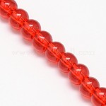 Perles en verre cristal rondes, rouge, 6mm, Trou: 1mm, Environ 69 pcs/chapelet, 16.1 pouce