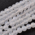 Natürliche Achat Perlen, gefärbt, Runde, weiß, Größe: ca. 6mm Durchmesser, Bohrung: 1 mm, 63 Stk. / Strang, 15.5 Zoll