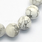 Chapelets de perles en howlite naturelle, 8.5mm, Trou: 1.2mm, Environ 47 pcs/chapelet, 15.5 pouce