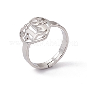 201 Stainless Steel Heart with Number 15 Adjustable Ring for Women RJEW-C045-12P