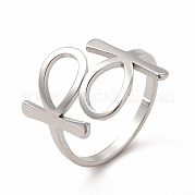 304 Stainless Steel Feminie Sign Open Cuff Ring for Women RJEW-B027-01P