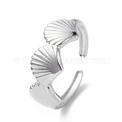 304 anello per polsino aperto con conchiglia in acciaio inossidabile da donna RJEW-C046-04P